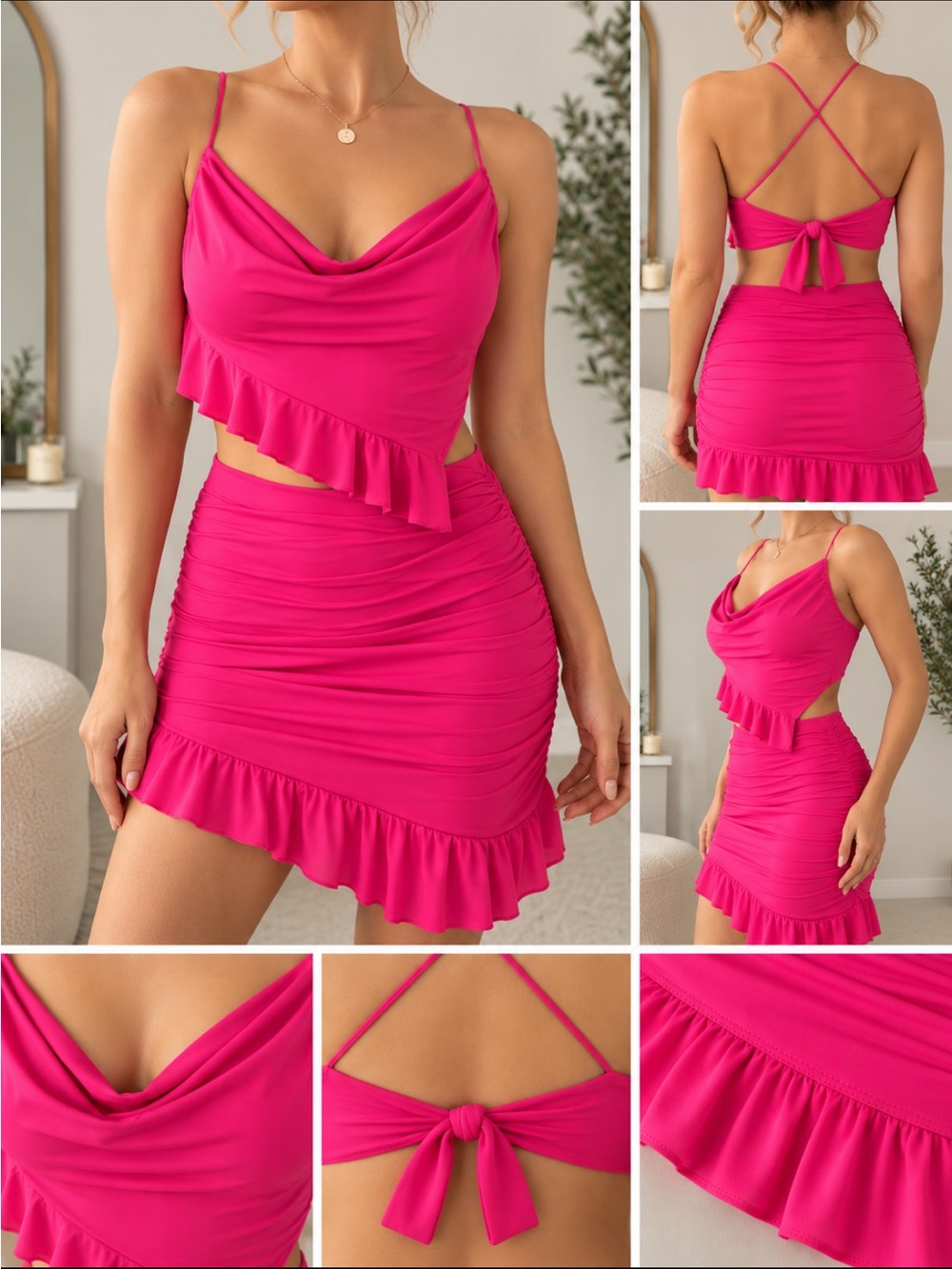 Garage | Pink Skirt + Top Matching Set | Size S